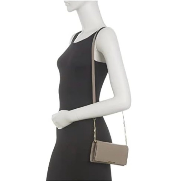 Ted Baker Handbags - TED BAKER Shazder Grainy Leather Wallet on a Chain (Removable) in Grey